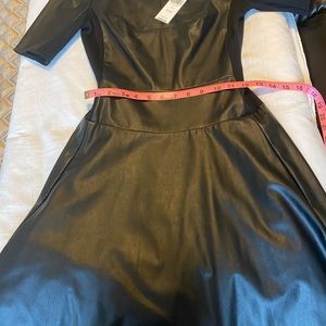 BCBG faux leather dress black